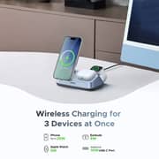 شاحن يوجرين ماج فلو لاسلكي مغناطيسي 3 بـ 1 بتقنية Qi2 لون أزرق W711-55678