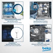 Beko Dishwasher 15 Place Settings, 14 Programs, 3 Racks, A+++ Energy Rating, BDFN26560GBP - (Black Glass)