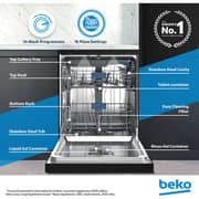 Beko Dishwasher 15 Place Settings, 14 Programs, 3 Racks, A+++ Energy Rating, BDFN26560GBP - (Black Glass)