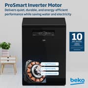 Beko Dishwasher 15 Place Settings, 14 Programs, 3 Racks, A+++ Energy Rating, BDFN26560GBP - (Black Glass)