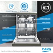 Beko Dishwasher 15 Place Settings, 11 Programs, 3 Racks, A+++ Energy Rating,‎ BDFN36541DAWP - (Dark Inox)