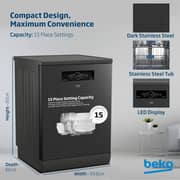Beko Dishwasher 15 Place Settings, 11 Programs, 3 Racks, A+++ Energy Rating,‎ BDFN36541DAWP - (Dark Inox)