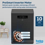 Beko Dishwasher 15 Place Settings, 11 Programs, 3 Racks, A+++ Energy Rating,‎ BDFN36541DAWP - (Dark Inox)