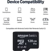 Amazon LSMICRO128GU3 Basics Micro SDXC Memory Card with Full Size Adapter Read Speed up to 100 MB/s 128GB (International Version)