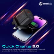 Promate PowerPort UK USB-A And USB-C Charger Black