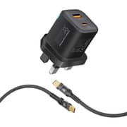 Promate PowerPort UK Dual USB-C Charger Black