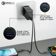 Promate POWERPORT 45W Fast Wall Charger Black