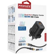 Promate POWERPORT Dual USB-C Charger Black - 25CC
