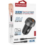Promate DriveGear USB-C Car Charger Black - 33Cl