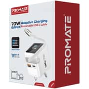 Promate CUBIX-R70 UK Fast Wall Charger White