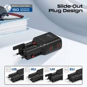 Promate TRIPLUG 65W PD Fast Wall Charger Black