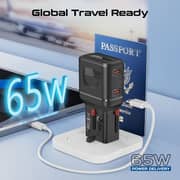 Promate TRIPLUG 65W PD Fast Wall Charger Black
