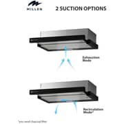 Millen Built-in Telescopic Kitchen Hood 90cm Black - MBKHSG 9001 BL