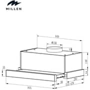Millen Built-in Telescopic Kitchen Hood 90cm Black - MBKHSG 9001 BL