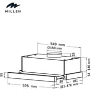 Millen Built-in Slide-Out Range Hood 60cm Stainless Steel - MBKHS 6001 IX