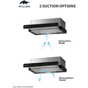 Millen Built-in Telescopic Kitchen Hood 60cm Black - MBKHSG 6001 BL