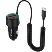 Levore Dual Port Car Charger with USB-C Cable 1m Black - LGC125C