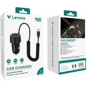 Levore Dual Port Car Charger with USB-C Cable 1m Black - LGC125C