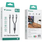 Levore 2-in-1 USB-C to USB-C & Lightning Cable 1.2m Black - LC6213-BK