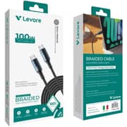 سلك ليفور مجدول من USB-C إلى USB-C بطول 1 متر لون أزرق LC5213-BL