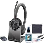 Poly Plantronics Voyager 4320 UC Wireless Over Ear Headset with BT700 USB-A Dongle and Charging Stand