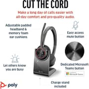 Poly Plantronics Voyager 4320 UC Wireless Over Ear Headset with BT700 USB-A Dongle and Charging Stand