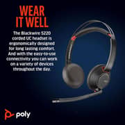 Poly Plantronics Blackwire 5220 Wired On Ear Headset Black