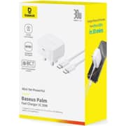 Baseus Palm Fast Charging USB-C Wall Charger With Cable Moon White - P1011160E213-Z2