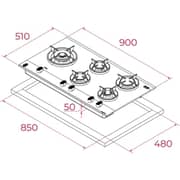 Teka 5 Zones Gas Hob 90cm Dark Grey/Black Glass - GBC 95-VGogh VBC B