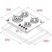 Teka 4 Zones Gas Hob 60cm Dark Grey/Black Glass - GBC 64-VGogh VBC B
