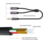 Unitek Male To 2 Female Aux Audio Cable 0.2m Space Grey - Y-C956ABK