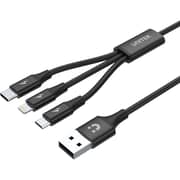 Unitek 3-in-1 USB To Lightning/USB-C/MicroUSB Cable 1.2m Black - C14049BK