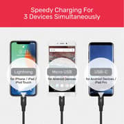 Unitek 3-in-1 USB To Lightning/USB-C/MicroUSB Cable 1.2m Black - C14049BK