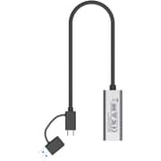 Unitek Hybrid USB-C / USB-A to 2.5G Gigabit Ethernet Adapter 30cm Space Grey - U1313CGY01