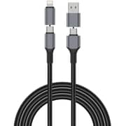 سلك USB مغناطيسي Wiwu سلسلة سايبر لينك 2 بـ 1 بطول 1 متر لون أسود معدني WI-C077