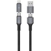 سلك USB مغناطيسي Wiwu سلسلة سايبر لينك 2 بـ 1 بطول 1 متر لون أسود معدني WI-C077