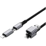 سلك USB مغناطيسي Wiwu سلسلة سايبر لينك 2 بـ 1 بطول 1 متر لون أسود معدني WI-C077