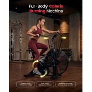 Sparnod Fitness Commercial Air Bike with Magnetic Belt & Chain Drive, 216 Workout Programs, Interval Console, Adjustable Ergonomic Seat, Heart Rate Sensor, Heavy-Duty Steel Frame, 150kg User Weight Capacity – SAB-12