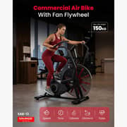 Sparnod Fitness Commercial Air Bike with Fan Flywheel, 165 Pre-Set Workout Programs, Interval Console, Adjustable Ergonomic Seat, Heart Rate Sensor, Heavy-Duty Steel Frame, 150kg User Weight Capacity – SAB-13