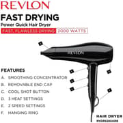 Revlon Electricals Quick Hair Dryer 2000 Watts - RVDR5280ARB
