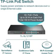 TP-Link 16-Port 10/100 Mbps + 2-Port Gigabit Rackmount Switch with 16-Port PoE - TL-SL1218P