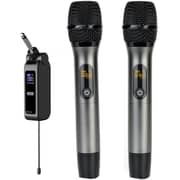 Magic Star Professional UHF Dual Wireless Microphones Grey/Black - DM-882