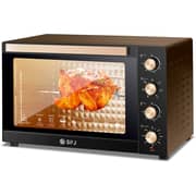 SPJ 150L Electric Oven 2800W with 360° Rotisserie, Inner Lamp, 70–250°C Temperature Control, 120-Min Timer, 7 Power Levels, Tempered Glass, Black & Brown
