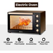 SPJ 150L Electric Oven 2800W with 360° Rotisserie, Inner Lamp, 70–250°C Temperature Control, 120-Min Timer, 7 Power Levels, Tempered Glass, Black & Brown