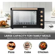 SPJ 150L Electric Oven 2800W with 360° Rotisserie, Inner Lamp, 70–250°C Temperature Control, 120-Min Timer, 7 Power Levels, Tempered Glass, Black & Brown