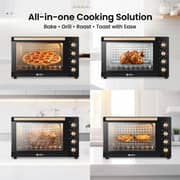 SPJ 150L Electric Oven 2800W with 360° Rotisserie, Inner Lamp, 70–250°C Temperature Control, 120-Min Timer, 7 Power Levels, Tempered Glass, Black & Brown