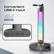 Promate FortX 4-in-1 Multifunctional RGB Headset Stand Black