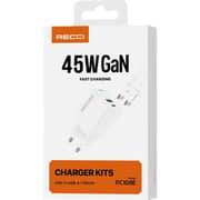 Recci GaN Fast Charger With Cable Set 1m White - RC108E