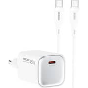 Recci GaN Fast USB-C Charger With Cable Kit 1m White - RC132E