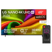 LG 65 inch NANO 4K UHD AI NU85 Smart TV (2026) 65NU850B6LA